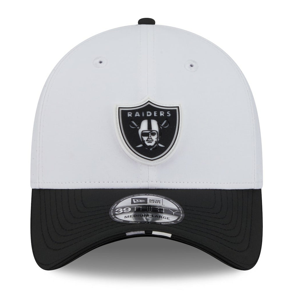 Las Vegas Raiders New Era 2025 NFL Training Camp 39THIRTY Flex Hat White/Black