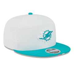 Miami Dolphins New Era 2025 NFL Training Camp Split Panel 9FIFTY Snapback Hat White/Aqua