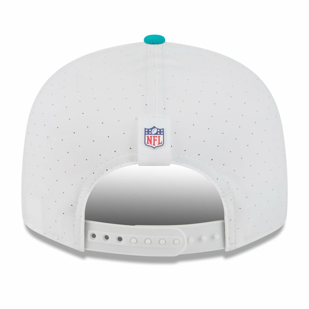 Miami Dolphins New Era 2025 NFL Training Camp Split Panel 9FIFTY Snapback Hat White/Aqua