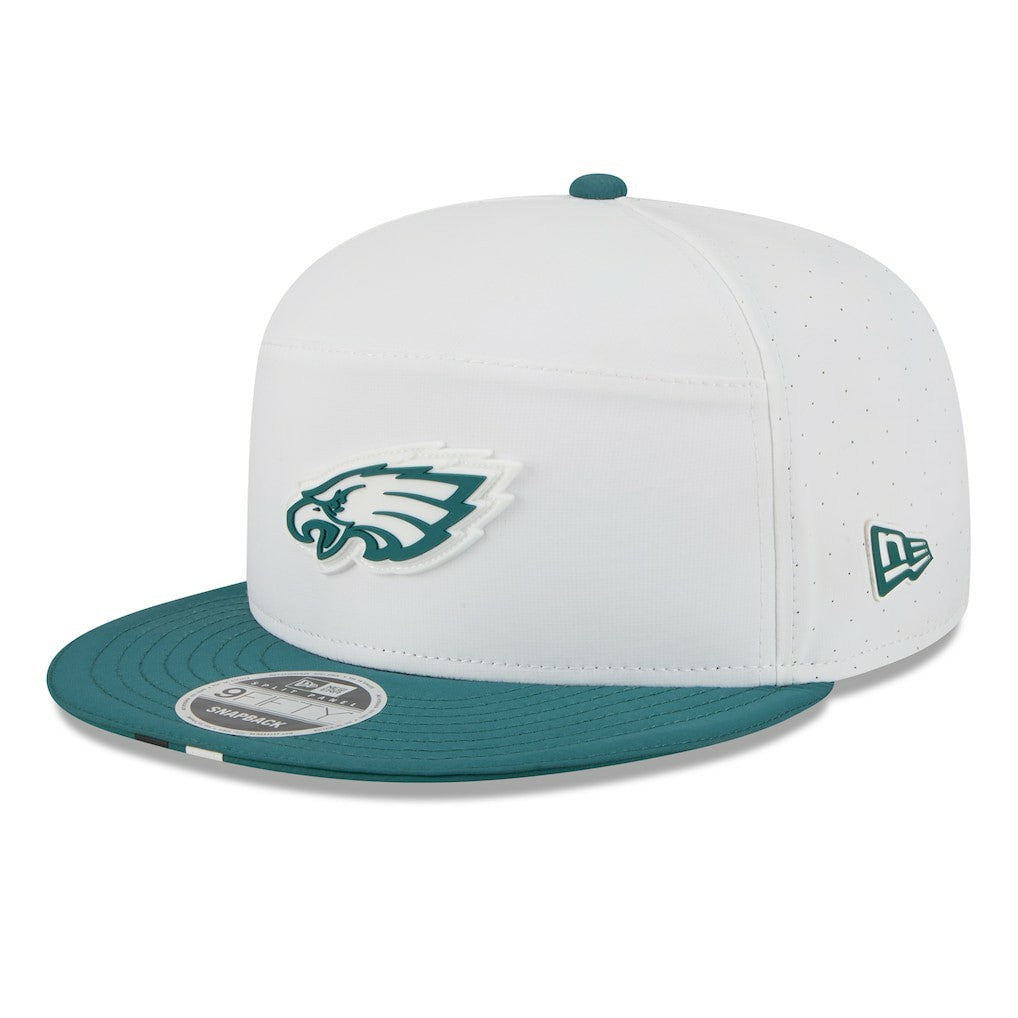 Philadelphia Eagles New Era 2025 NFL Training Camp Split Panel 9FIFTY Snapback Hat White/Midnight Green
