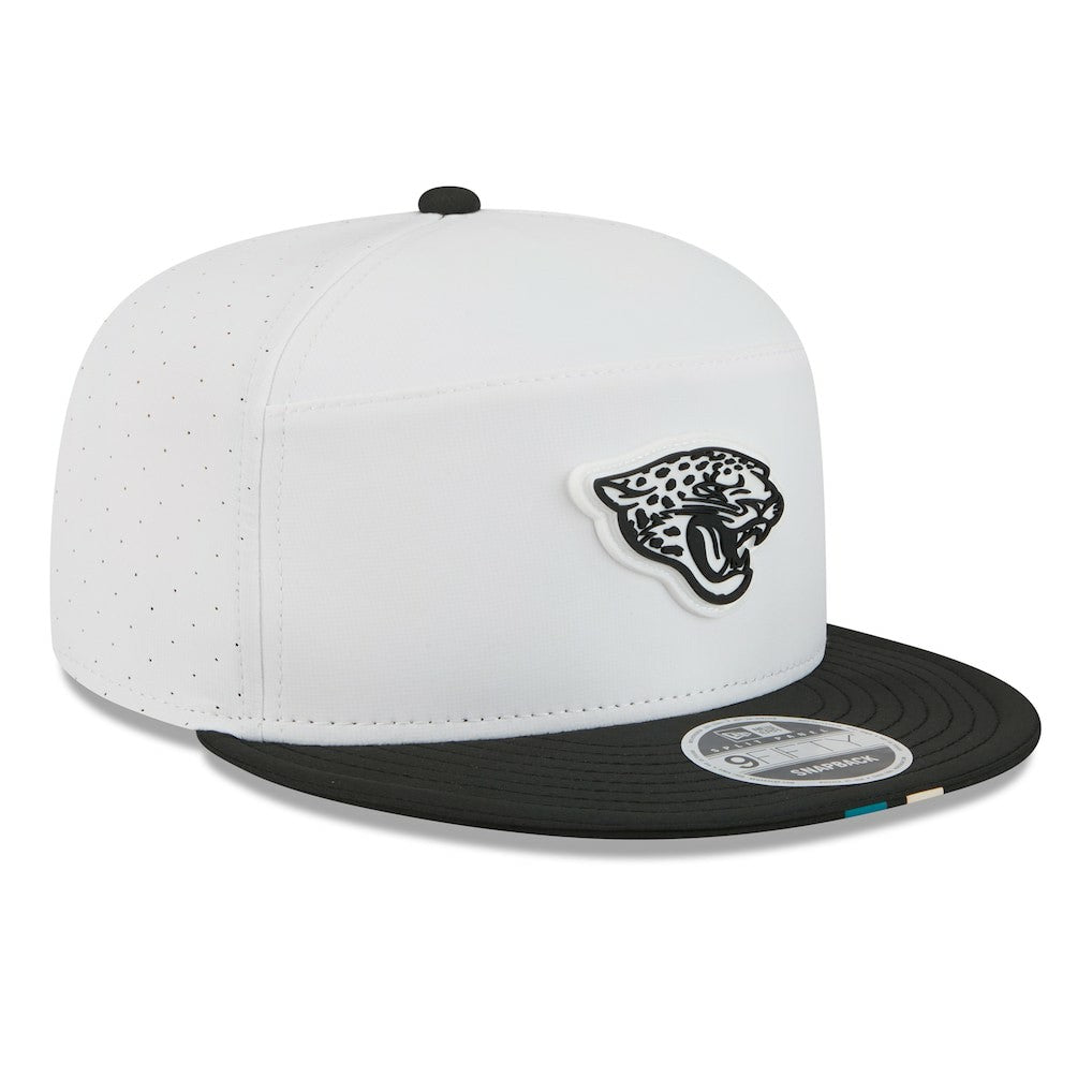 Jacksonville Jaguars New Era 2025 NFL Training Camp Split Panel 9FIFTY Snapback Hat White/Black