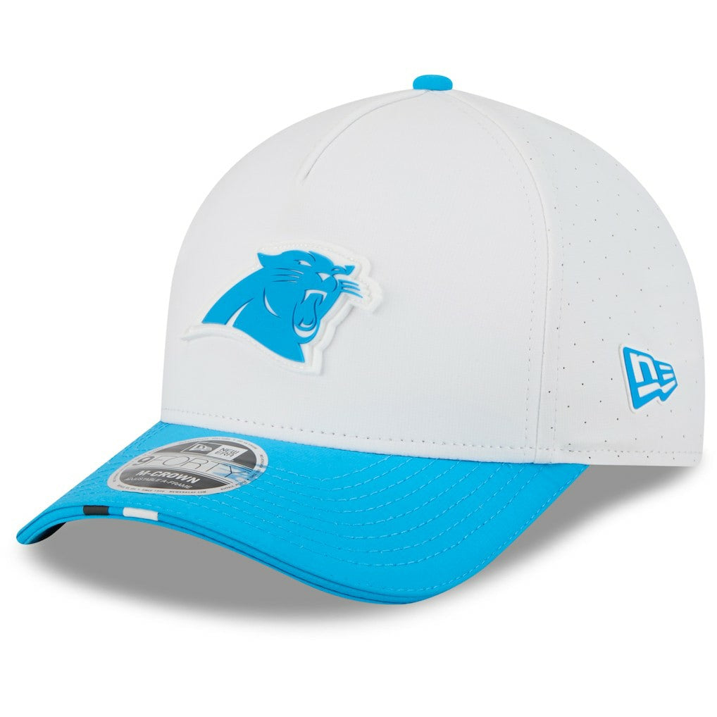 Carolina Panthers New Era 2025 NFL Training Camp A-Frame 9FORTY Adjustable Hat White/Blue