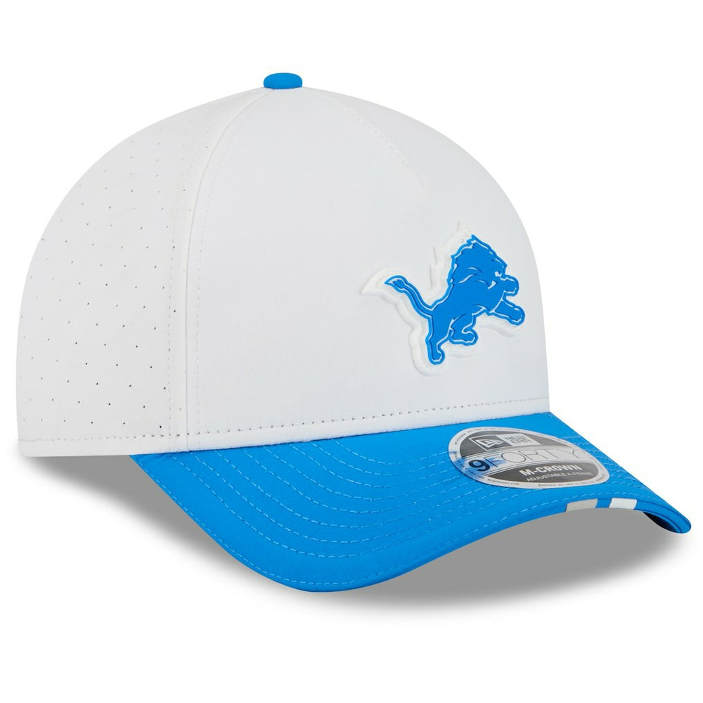 Detroit Lions New Era 2025 NFL Training Camp A-Frame 9FORTY Adjustable Hat White/Blue