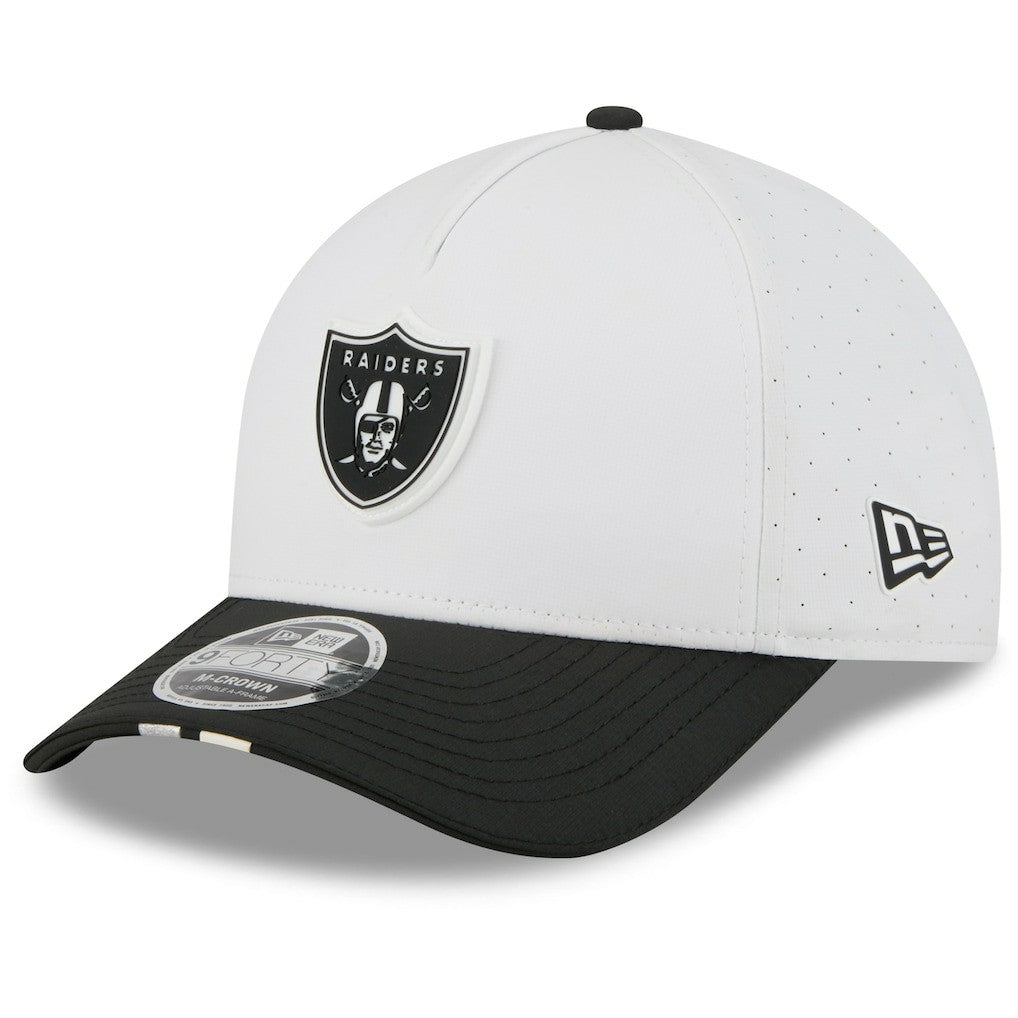 Las Vegas Raiders New Era 2025 NFL Training Camp A-Frame 9FORTY Adjustable Hat White/Black