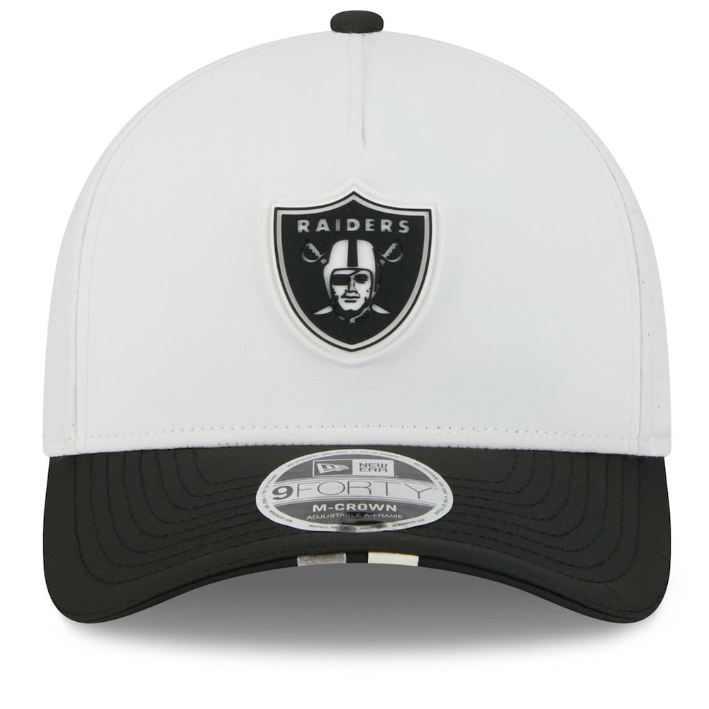 Las Vegas Raiders New Era 2025 NFL Training Camp A-Frame 9FORTY Adjustable Hat White/Black