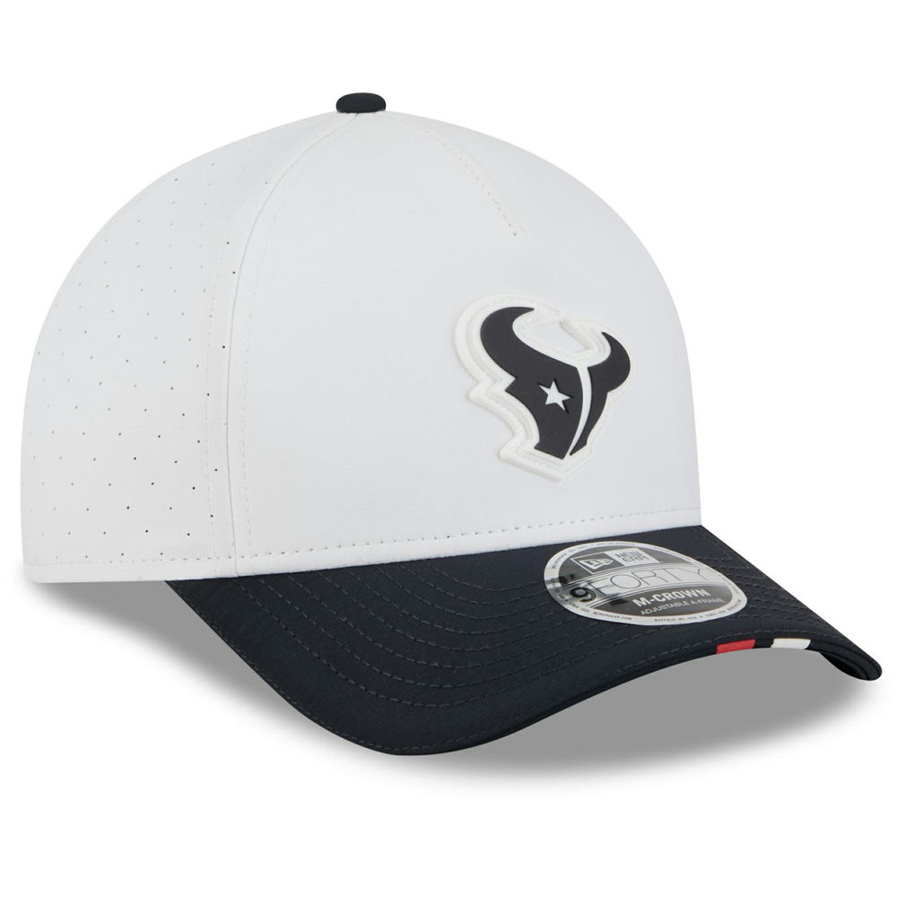 Houston Texans New Era 2025 NFL Training Camp A-Frame 9FORTY Adjustable Hat White/Navy