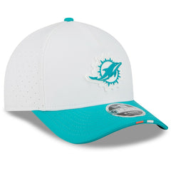 Miami Dolphins New Era 2025 NFL Training Camp A-Frame 9FORTY Adjustable Hat White/Aqua