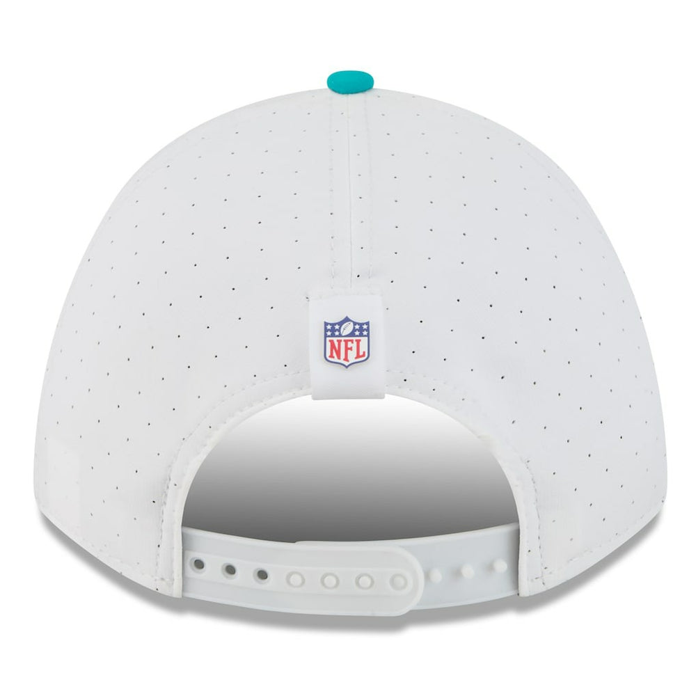 Miami Dolphins New Era 2025 NFL Training Camp A-Frame 9FORTY Adjustable Hat White/Aqua