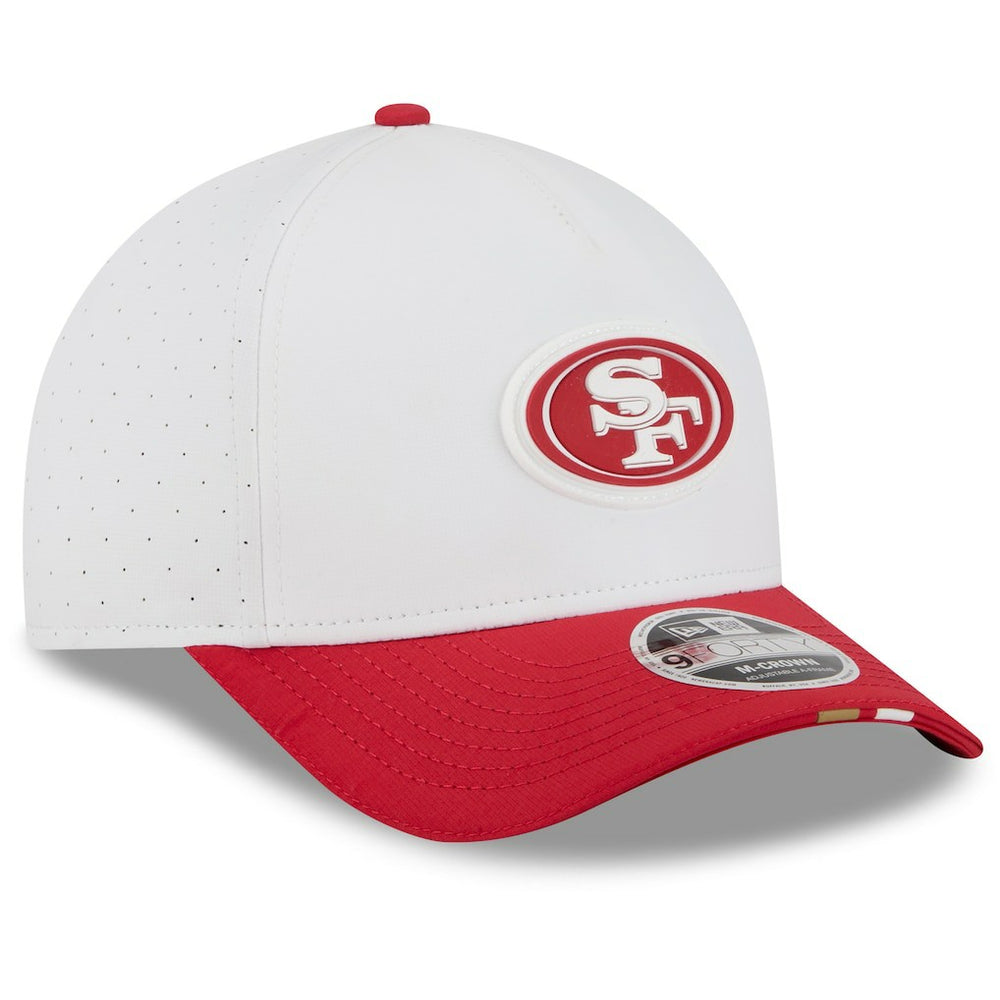 San Francisco 49ers New Era 2025 NFL Training Camp A-Frame 9FORTY Adjustable Hat White/Scarlet