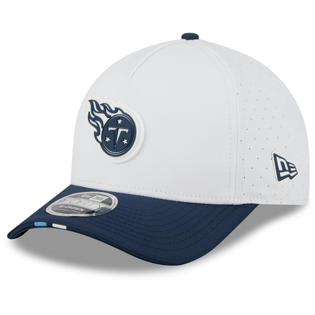 Tennessee Titans New Era 2025 NFL Training Camp A-Frame 9FORTY Adjustable Hat White/Navy