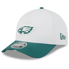 Philadelphia Eagles New Era 2025 NFL Training Camp A-Frame 9FORTY Adjustable Hat White/Midnight Green