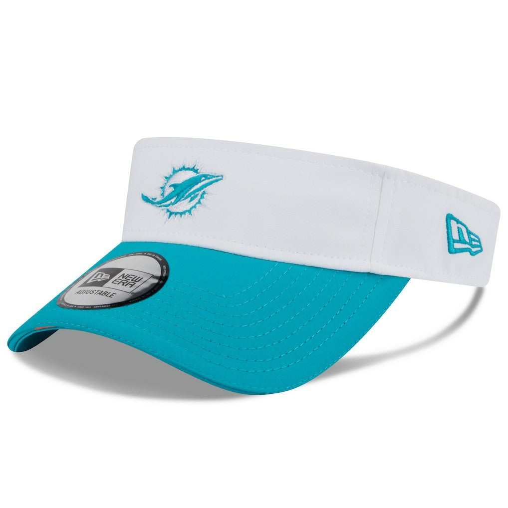 Miami Dolphins New Era 2025 NFL Training Camp Adjustable Visor White/Aqua