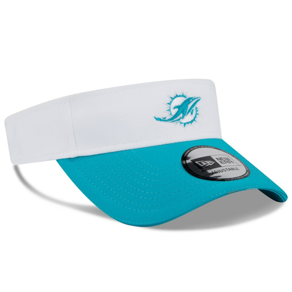 Miami Dolphins New Era 2025 NFL Training Camp Adjustable Visor White/Aqua