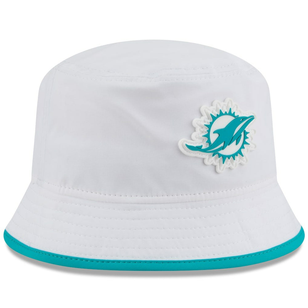 Miami Dolphins New Era 2025 NFL Training Camp Stretch Bucket Hat White