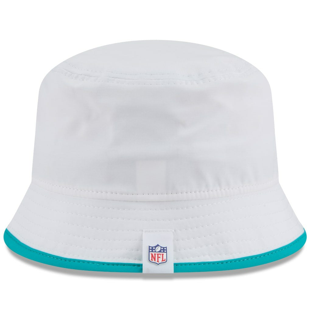 Miami Dolphins New Era 2025 NFL Training Camp Stretch Bucket Hat White