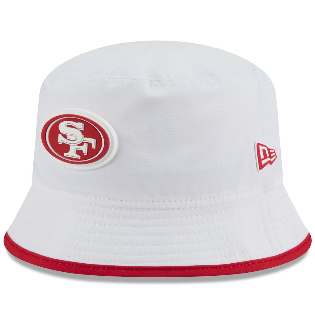 San Francisco 49ers New Era 2025 NFL Training Camp Stretch Bucket Hat White