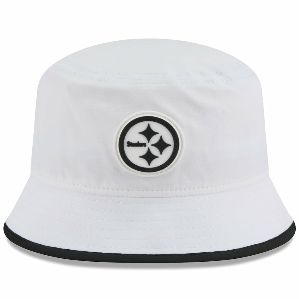 Pittsburgh Steelers New Era 2025 NFL Training Camp Stretch Bucket Hat White