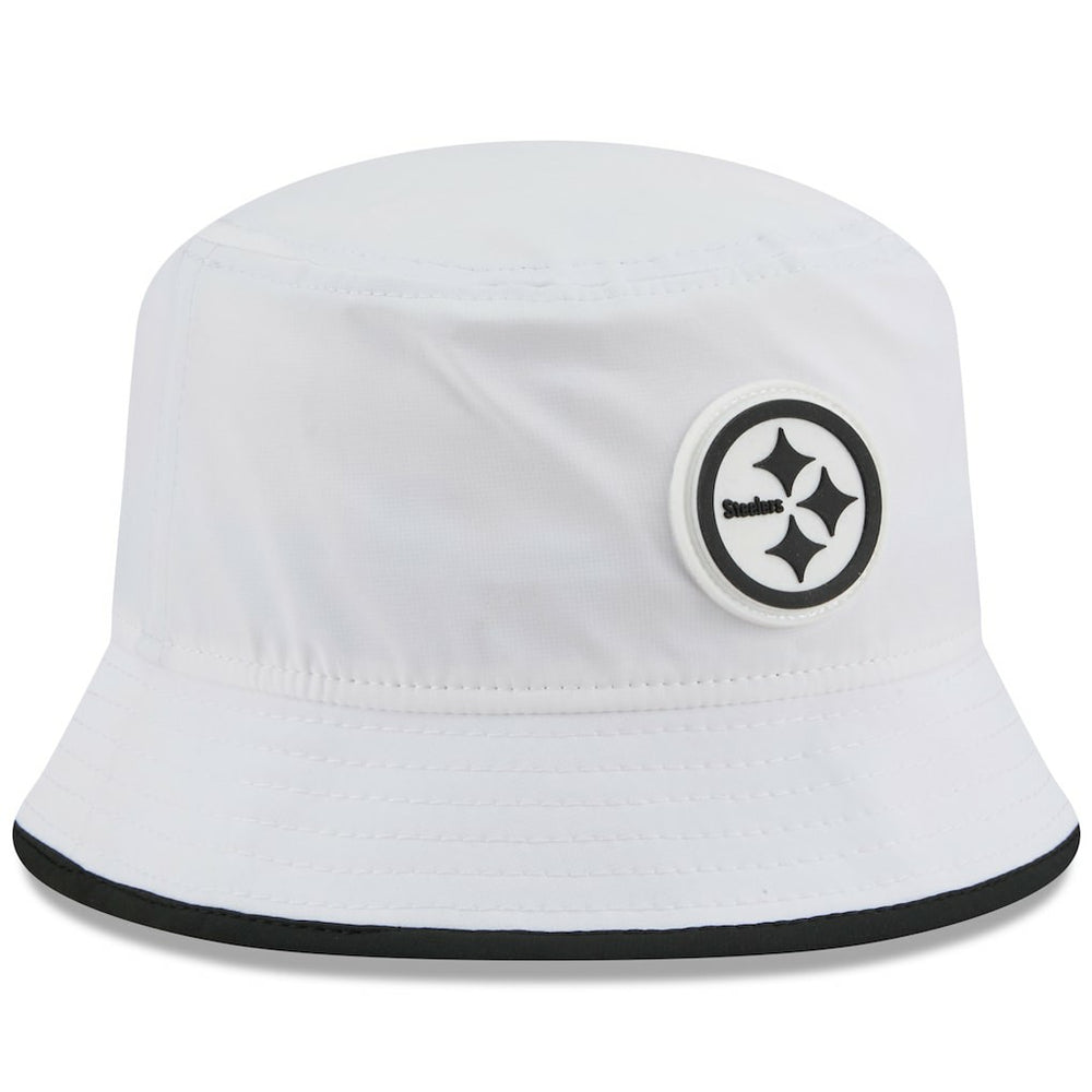 Pittsburgh Steelers New Era 2025 NFL Training Camp Stretch Bucket Hat White