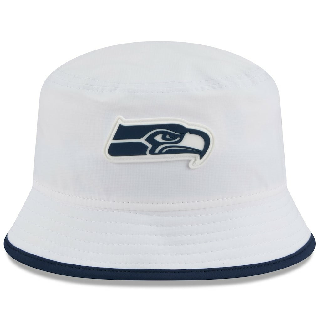 Seattle Seahawks New Era 2025 NFL Training Camp Stretch Bucket Hat White
