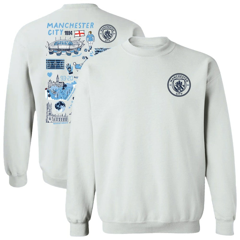 Manchester City Vive La Fete Women's Impressions Artwork Pullover Sweatshirt White shop