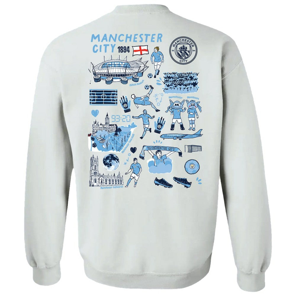 Manchester City Vive La Fete Women's Impressions Artwork Pullover Sweatshirt White shop