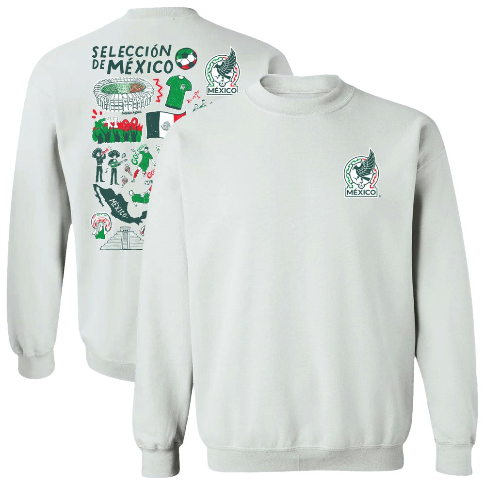 Mexico National Team Vive La Fete Women's Impressions Artwork Pullover Sweatshirt White shop