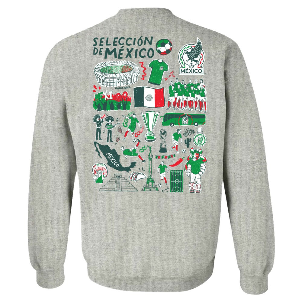 Mexico National Team Vive La Fete Women's Impressions Artwork Pullover Sweatshirt Gray shop