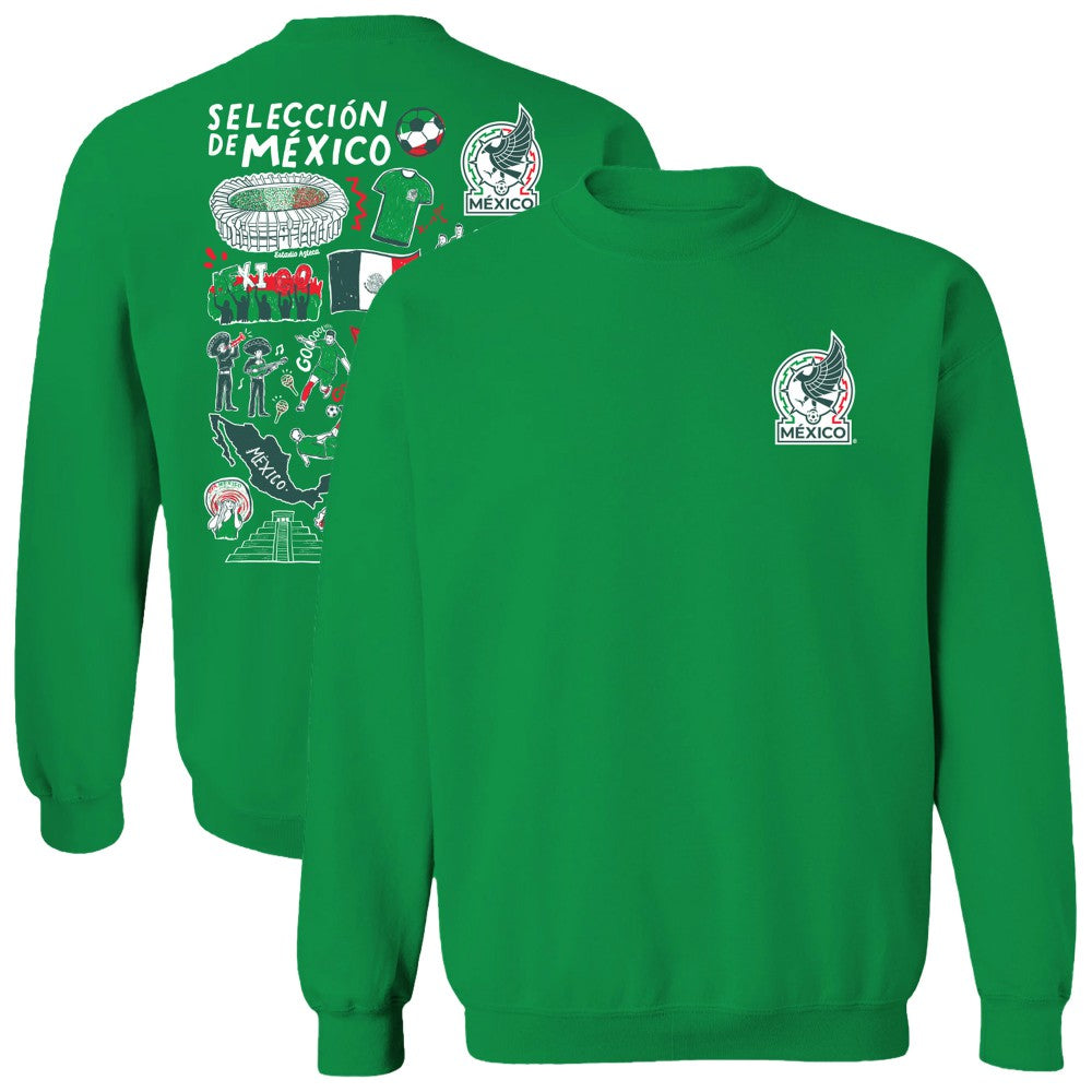 Mexico National Team Vive La Fete Women's Impressions Artwork Pullover Sweatshirt Green sale