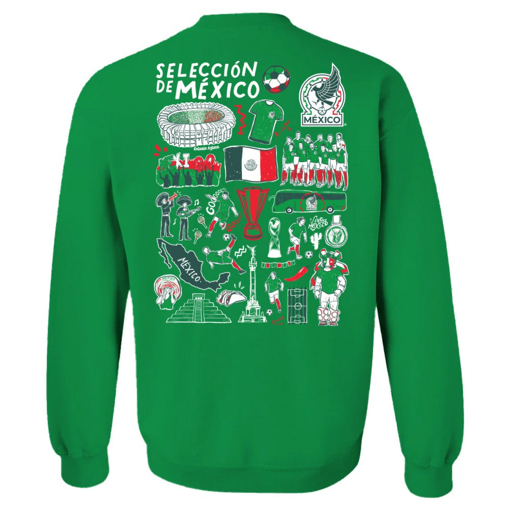 Mexico National Team Vive La Fete Women's Impressions Artwork Pullover Sweatshirt Green sale