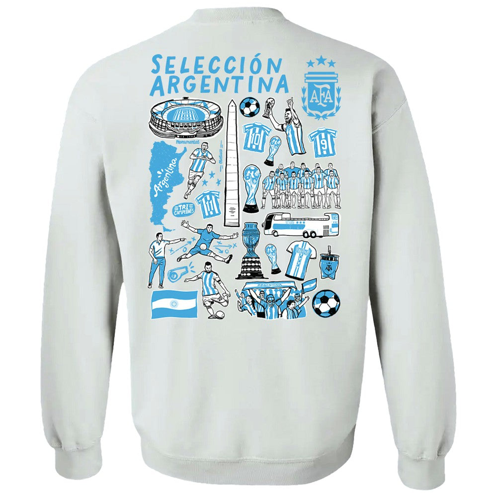 Argentina National Team Vive La Fete Women's Impressions Artwork Pullover Sweatshirt White