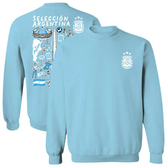 Argentina National Team Vive La Fete Women's Impressions Artwork Pullover Sweatshirt Light Blue