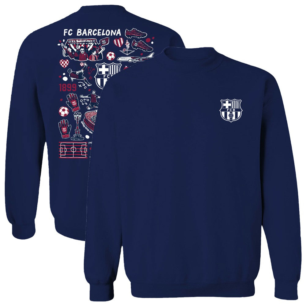 Barcelona Vive La Fete Women's Impressions Artwork Pullover Sweatshirt Navy sale