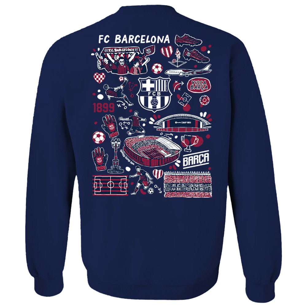 Barcelona Vive La Fete Women's Impressions Artwork Pullover Sweatshirt Navy sale