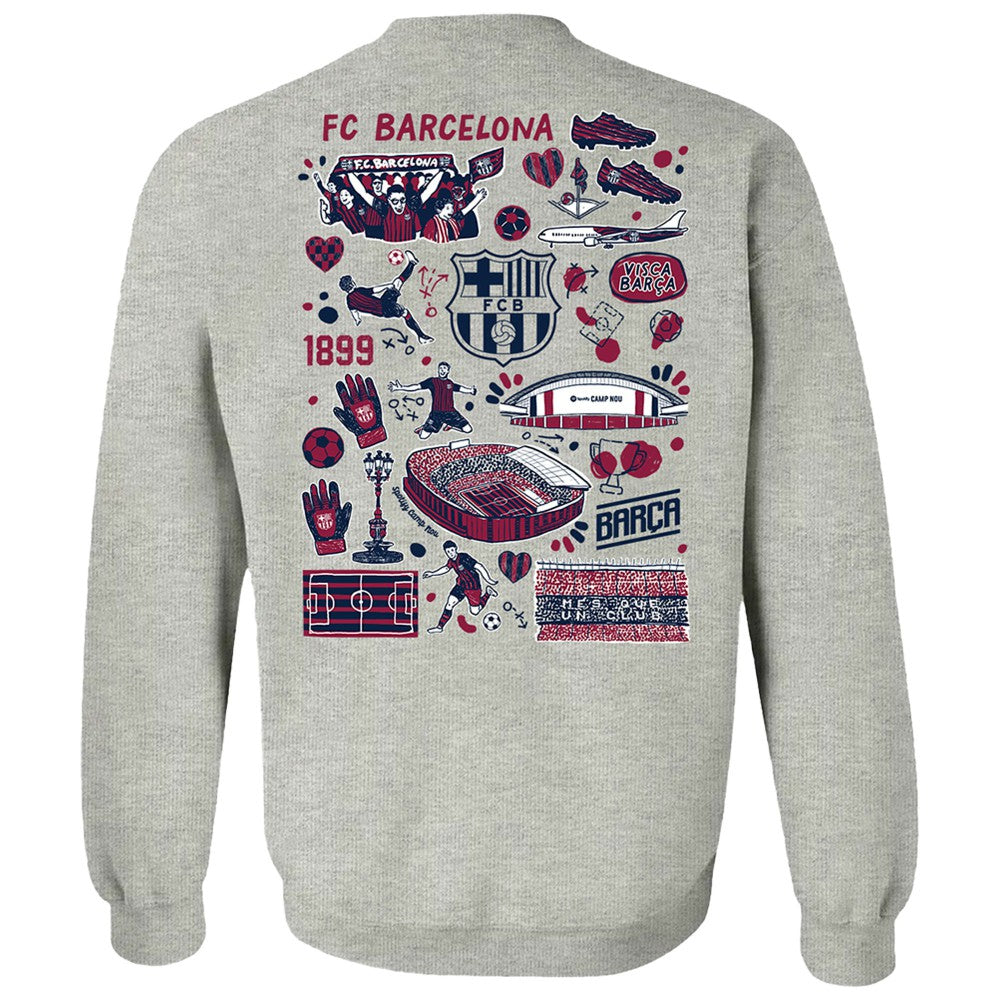 Barcelona Vive La Fete Women's Impressions Artwork Pullover Sweatshirt Gray