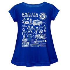 Chelsea Vive La Fete Girls Youth Impressions Artwork A-Line Top Blue sale