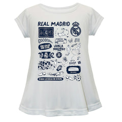 Real Madrid Vive La Fete Girls Youth Impressions Artwork A-Line Top White sale