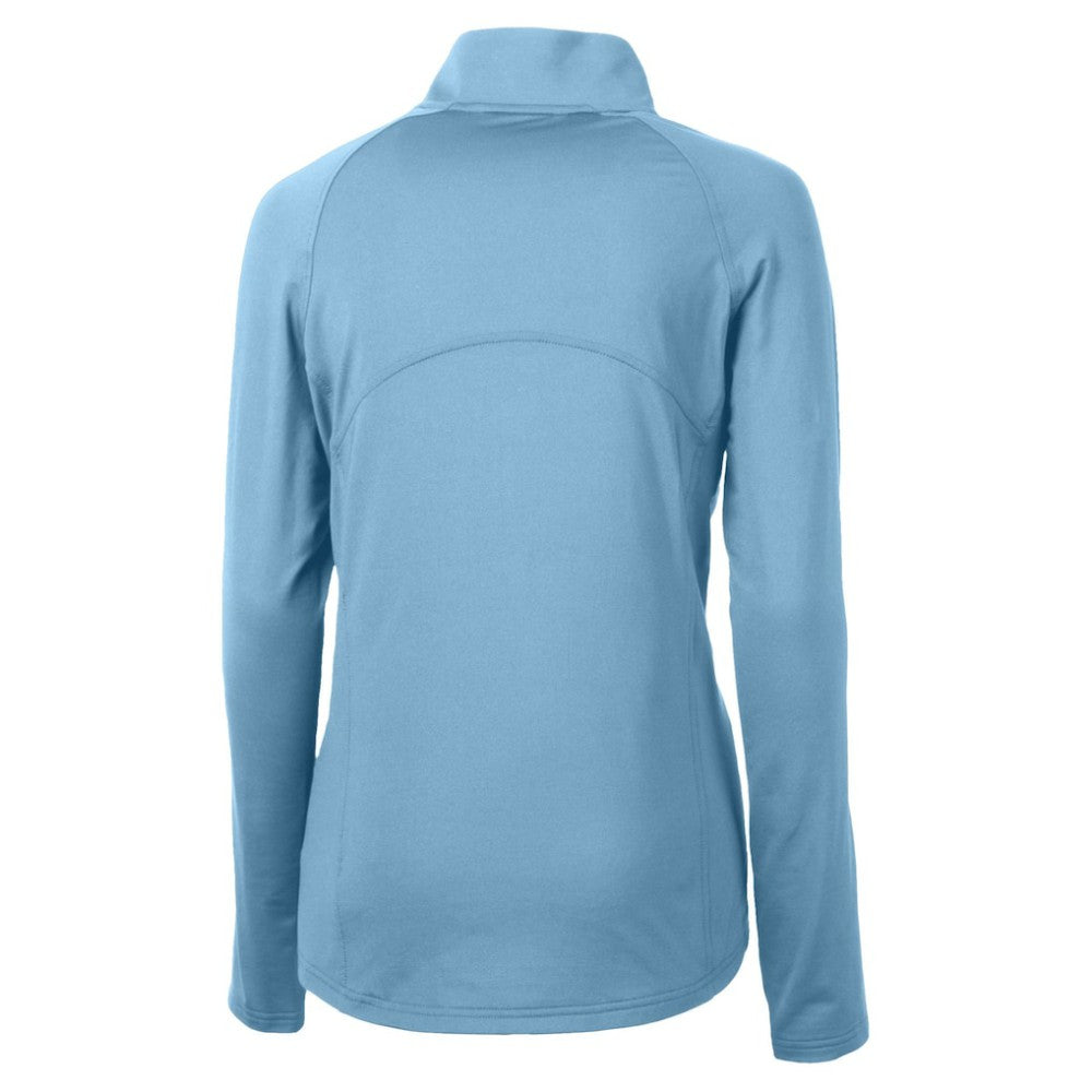 Philadelphia Phillies Cutter & Buck Women's Raglan Adapt Eco Knit Stretch Recycled Half-Zip Top - Powder Blue Tops