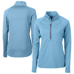 Boston Red Sox Cutter & Buck Women's Raglan Adapt Eco Knit Stretch Recycled Half-Zip Top - Powder Blue Tops