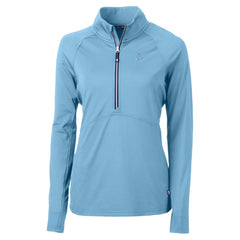 Boston Red Sox Cutter & Buck Women's Raglan Adapt Eco Knit Stretch Recycled Half-Zip Top - Powder Blue Tops