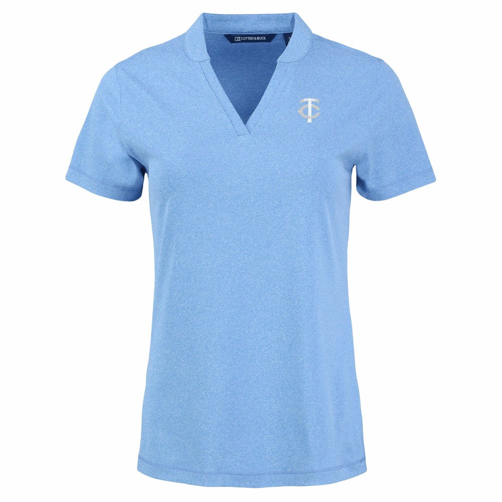Minnesota Twins Cutter & Buck Forge Heathered Stretch Blade Top - Heather Powder Blue Tops