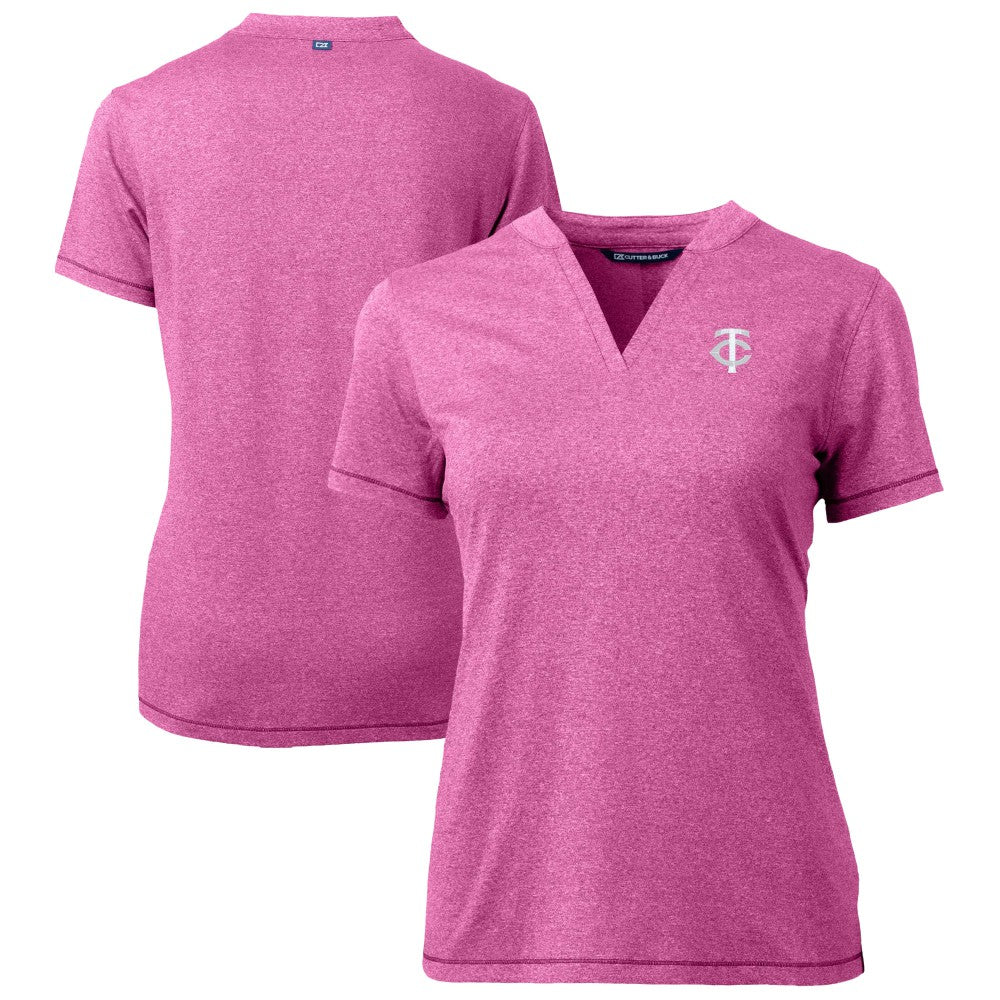 Minnesota Twins Cutter & Buck Forge Heathered Stretch Blade Top - Light Pink Tops
