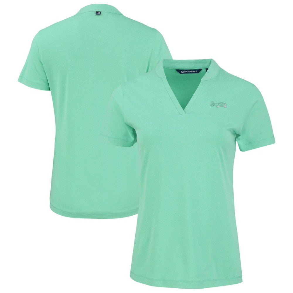 Atlanta Braves Cutter & Buck Forge Heathered Stretch Blade Top - Heather Mint Tops