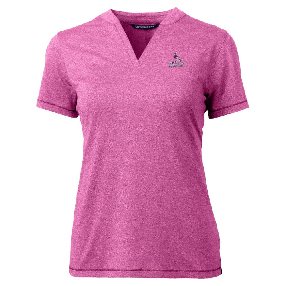 St. Louis Cardinals Cutter & Buck Forge Heathered Stretch Blade Top - Light Pink Tops