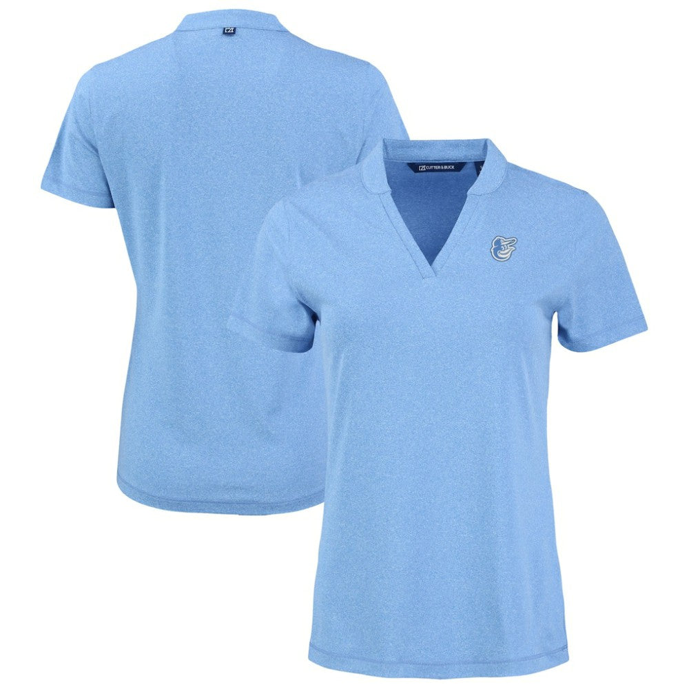 Baltimore Orioles Cutter & Buck Forge Heathered Stretch Blade Top - Heather Powder Blue Tops