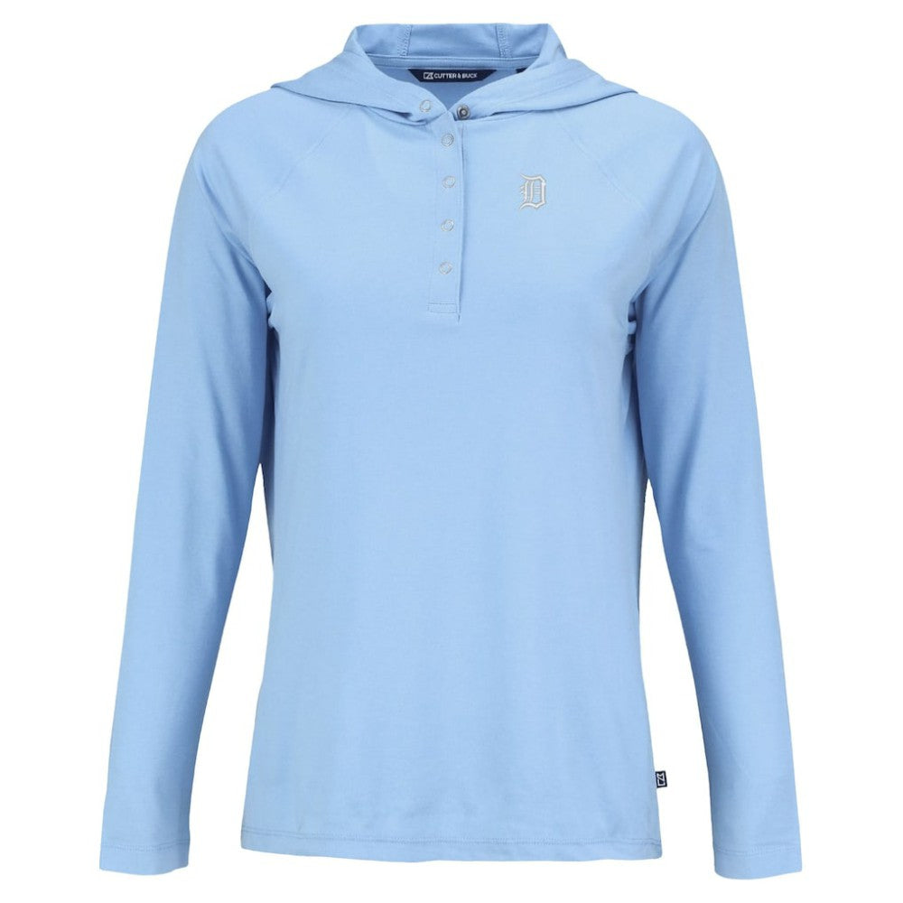 Detroit Tigers Cutter & Buck Women's Coastline Epic Comfort Eco Recycled Long Sleeve Hoodie T-Shirt - Powder Blue Hoodies