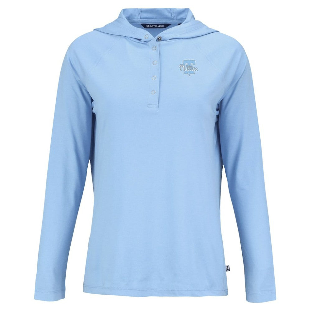 Philadelphia Phillies Cutter & Buck Women's Coastline Epic Comfort Eco Recycled Long Sleeve Hoodie T-Shirt - Powder Blue Hoodies