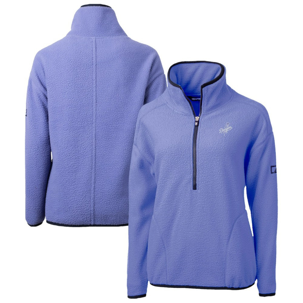 Los Angeles Dodgers Cutter & Buck Women's Cascade Eco Fleece Half-Zip Jacket - Lavender Jackets