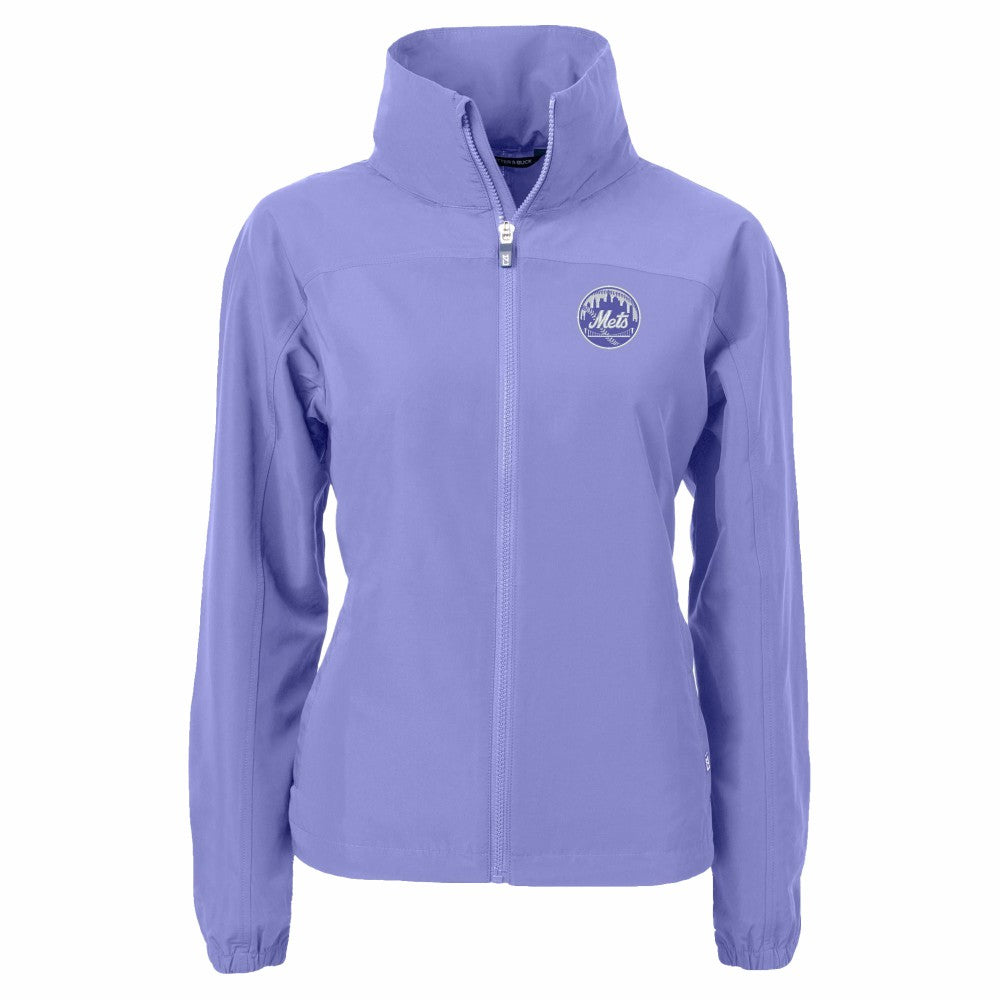 New York Mets Cutter & Buck Women's Charter Eco Recycled Full-Zip Jacket - Lavender Jackets