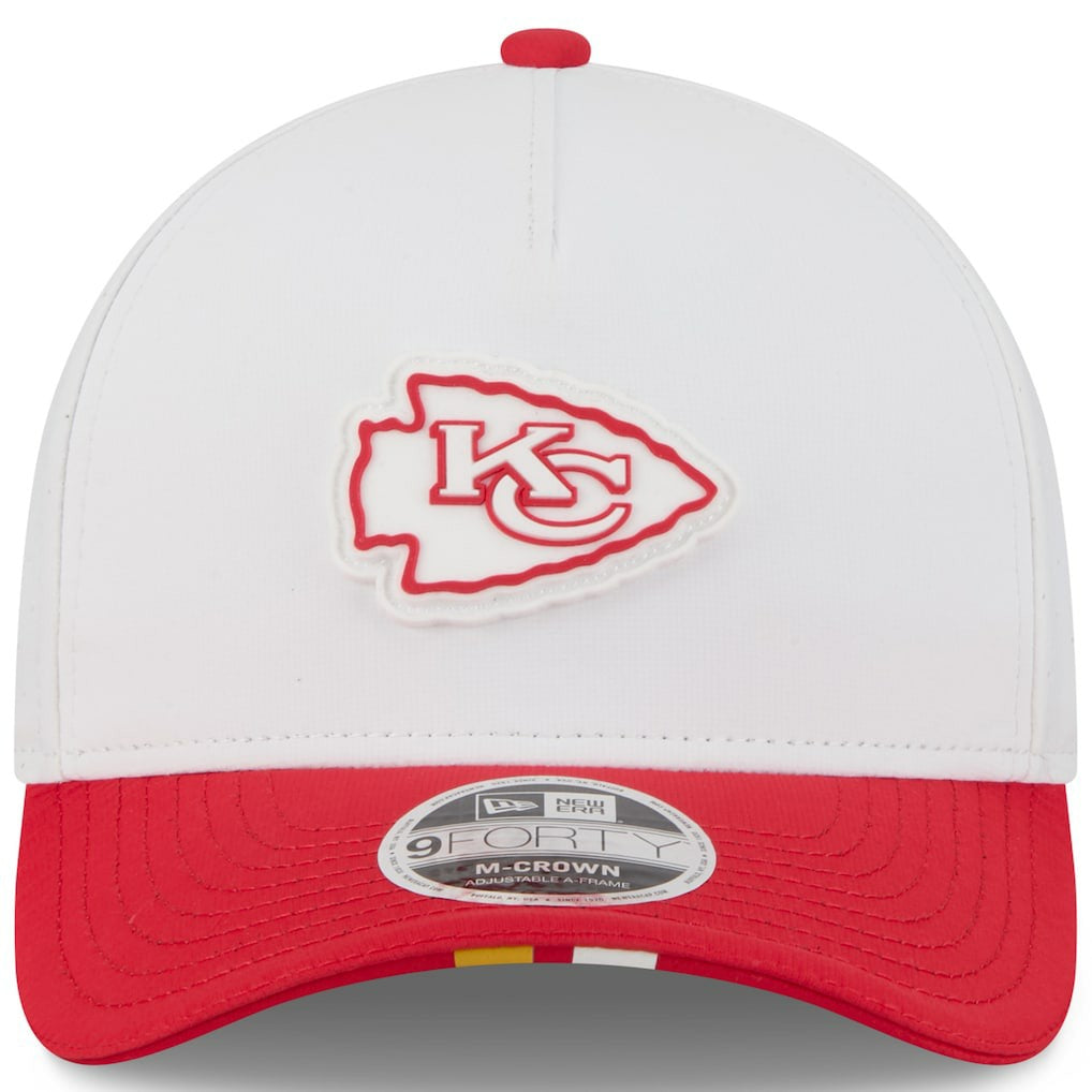 Kansas City Chiefs New Era Youth 2025 NFL Training Camp A-Frame 9FORTY Adjustable Hat White/Red