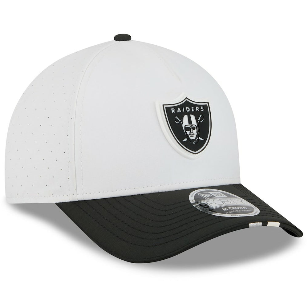 Las Vegas Raiders New Era Youth 2025 NFL Training Camp A-Frame 9FORTY Adjustable Hat White/Black